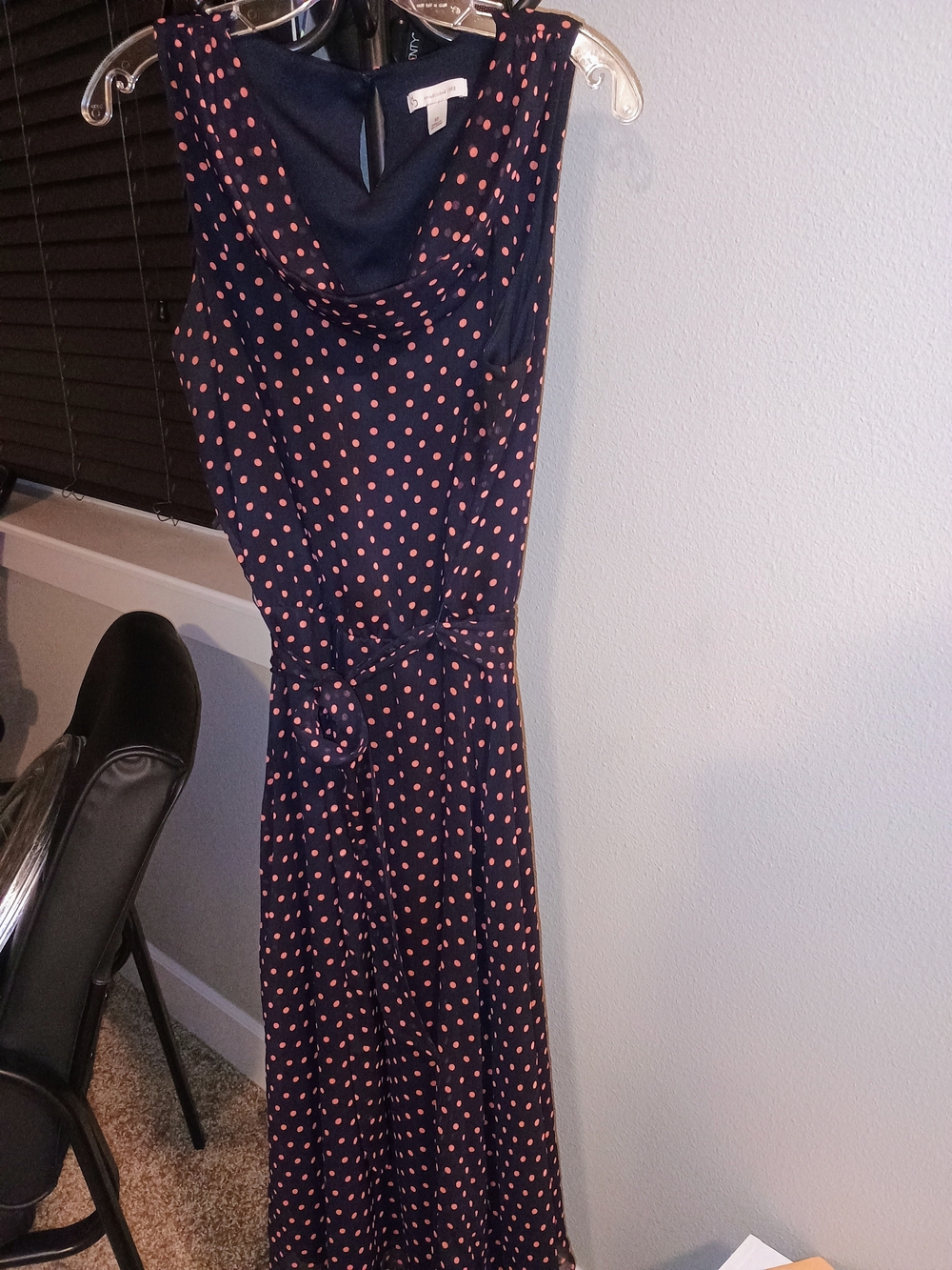 Navy Polka Dot Sleeveless Casual Maxi Dress